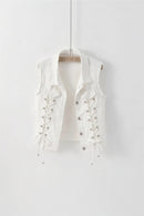 Spring Autumn Women Denim Vest Jacket Waistcoat White Black Vest Female Short Sleeveless Jacket Women Coat Tops