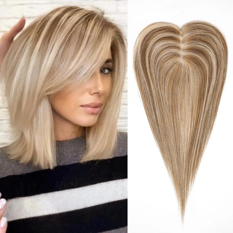 Hair Topper for Women Hair Light Blonde Hair Toppers Handcrafted Lace Base Clip in Toppers Hair Loss Cover