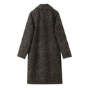 Woman Wool Blend Animal Printed Coat Casual Slim Long Sleeve Jacket Winter