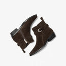 Ankle Boots Women Leather Pointed Toe Zipper Western Boots Casual Ladies Shoes Handmade