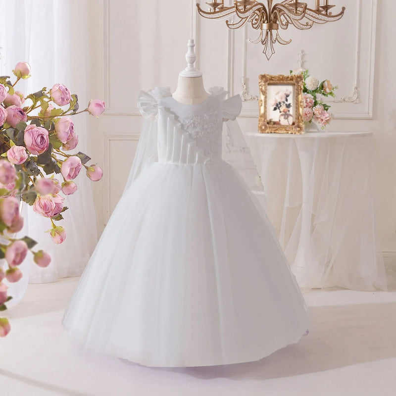 Bridesmaid Dress For Girls Long Tulle Flower Kids Wedding Party Pagean
