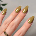 24pcs Brown Almond Press on Nails Pure False Nails Simple Wearable Stick-on Nails Fake Nail