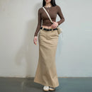 Skirt for Women Versatile Elegant Long Half-body Skirt Dress Slight Stretch