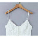 Elegant Women Lace Chiffon Sling White Dress Sleeveless V Neck Summer Ladies Party Mini Dresses