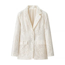 Women Wear Elegant Sequin Blazer Lapel Collar  Autumn Suit Jacket