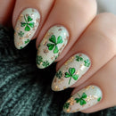 Medium nails for women girls for St. Patrick's Day Square almond shape press on false nail art