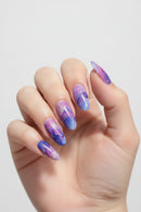 16Tips Shimmer Gradient Marble Gel Nail Wraps No-Bake Semi-Cured Glossy Nail Stickers Full Cover Adhesive Stickers for Nails Art