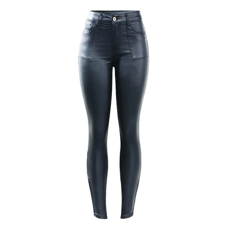 Street Black Leather Warm Fleece Pants Women Trousers Jeans For Women Trend