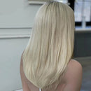Ombre Blonde Bob Straight Human Hair Wigs With Bangs Transparent 13x6 HD Lace Frontal Wig 16inches 13x4 Short Wig