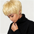 6-Inch Short Human Hair Wig for Women - Wig Straight Blonde Hair with Breathable Rose Net