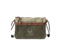 Green and brown bag with drawstring on a white background, Obroi
