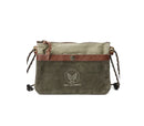 Green and brown bag with drawstring on a white background, Obroi
