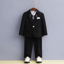 Children's Formal White Black Suit Set Boy Wedding Dress Birthday Party Host Performance Costume Kids