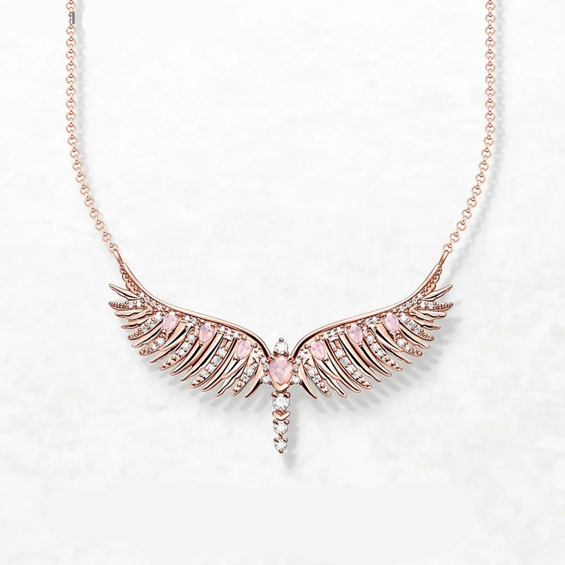 Jewelry Set Necklace and Braelet Rose Gold Phoenix Wing Fine Jewelry 925 Sterling Silver Trendy Gift For Women