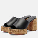 Women Summer Thick Bottom Sponge One Line High Heel Slippers Strap Sandal