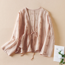 Women Flower Embroidery Shirt blouse Short Cardigan Top Summer Cover Up