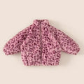 Children's Sweater Jacket Girls Winter Stylish Leopard Top Baby with Plush and Thickened