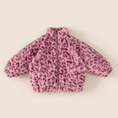 Children's Sweater Jacket Girls Winter Stylish Leopard Top Baby with Plush and Thickened