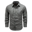 Gray button-up shirt on a white background, Obroi
