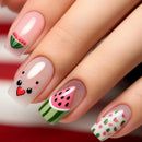 Nails with watermelon and ice cream designs on a neutral background, Obroi