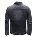 Black Denim Jacket Men Autumn Winter Fleece Jackets Coats Slim Fit Casual Motorcycle Biker Denim Coat Male Outerwear