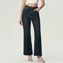 Retro Blue Flared Denim Trousers For Women Loose High Waist Jeans Basic Pants