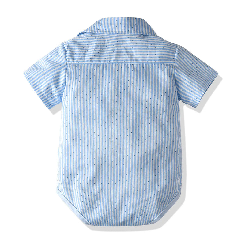 Baby Boys Gentleman Suit Summer 3-24 Months Infant Clothes Striped Shirt Suspender Shorts Boy Birthday Formal Wear