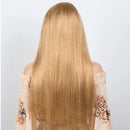 Blonde Long Straight Human Hair Wigs With Bangs For Women Hair Glueless
