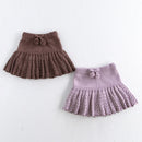 Autumn Kids Short Skirt Girls Cute Solid Color Knitted Pleated Skirt Children Hollow Out Knitted Shorts