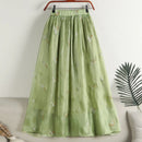 Spring Flower Embroidery Fresh Chiffon Skirts Breathable Mid-Length Summer Female Skirts