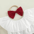 Baby Girls Outfits Sets Summer Fashion Solid Boat Neck Flounced Tops Shorts Headband