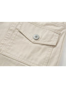 Women Beige High Waist Multi Pocket Tassel Short Denim Pants Summer Ladies Casual Female Knitted Shorts