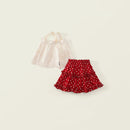 Girl's Summer Sleeveless Set Children's Sweet Style Lace Top Red Short Skirt Two Piece Set