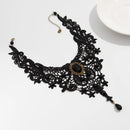 Gem Black Lace Bead Necklace Gothic Steampunk Gothic Collar Necklace Pendant