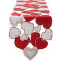 Heart-shaped table runner with red and white hearts on a white background, Obroi