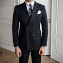 Metallic Stripe Business Formal Casual Double Breasted Dress Suit 2 Piece Suit For Men