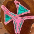 Green Crochet Women Swimsuit Push Up Swimwear Female Low Waist Swim Suits Beachwear
