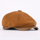 Men's Genuine Leather Beret Hat Warm Winter Hat for Casual Wear