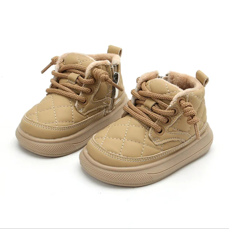 Winter Baby Shoes For Boys Leather Warm Fur Little Girls Ankle Boots Soft Sole Toddler Kids Boots