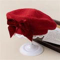 Autumn Winter Baby Girls Warm Bowknot Knitted Hats Children Beret Beanie Kids Bonnet For 2-8Years