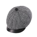 British Pure Wool Newsboy Cap Genuine Leather Beret Retro Winter Warm Hat Classic