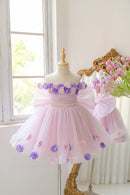 Flower Dress Mesh Large Bow Fluffy Skirt Children Walking Performance Dress
