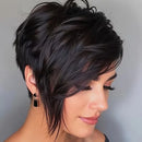 Short Layered Wig With Bangs Human Hair Pixie Wigs For Women Natural Realistic Tangle Free Daily Wear