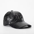 Men Pattern Leather Peaked Cap Outside Casual Protected Travel Baseball Cap Adjustable