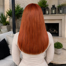 13x4 Lace Front Straight Human Hair Wig 18 Inch Ginger Copper Orange Glueless Wig Pre Plucked Baby Hair for Women