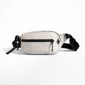White waist bag with black straps on a white background, Obroi