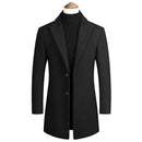 Autumn and Winter Slim Solid Wool Coat Men Windbreaker Formal Work Coat Thickened Warm Jacket