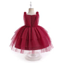 Bow Bridesmaid Girls Christmas Dress Tulle Birthday Party Wedding Kids Dress for Girls Princess