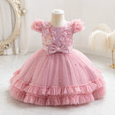 Appliques Baby Birthday Party Dress Beading Sequins Flower Girl Gown for Weddings Princess