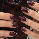 Polka Dot Press on Nails Almond Short Red Press on Nails Almond Acrylic Simple Nails Wine Red French Nails